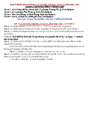 Đề luyện thi học sinh giỏi môn Toán Lớp 6 - Đề 3 - Năm học 2020-2021 - Vương Thị Mỹ Hòa (Có đáp án)